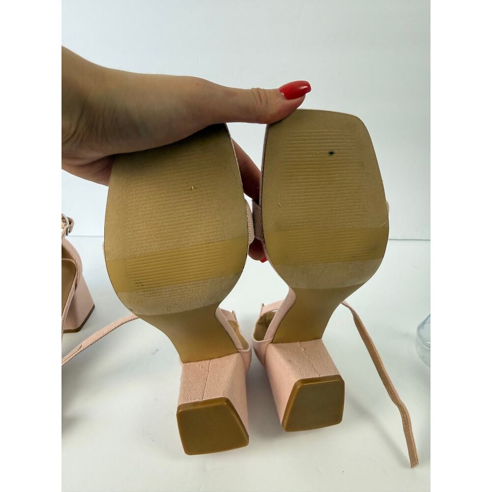 Abound NWOT Finn Square Toe Light Pink Canvas Strappy 2" Block Heel Summer Sanda - Picture 5 of 8